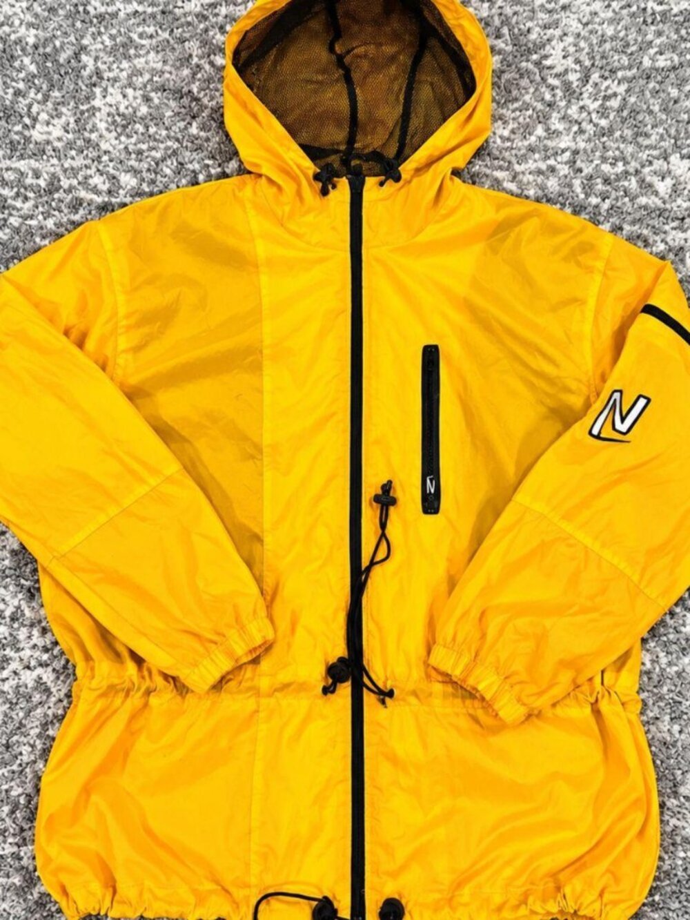 Yellow N Logo Hooded Windbreaker Jacket Full Zip